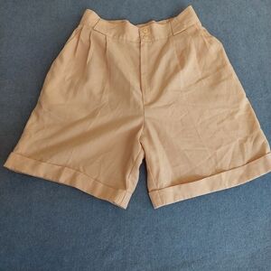 Vtg 90s Fundamental Things Petites Peach High Waisted Pleated Shorts 10P